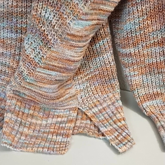 SO  XL Pastel Chunky Knit Mock Cowl Neck Sweater Tunic Side Slits - Picture 9 of 11